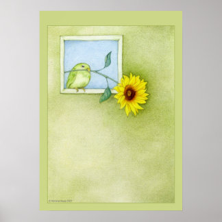 Sonnenblume-Vogel-Poster Poster