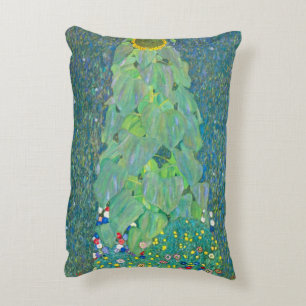 Sonnenblume von Klimt, Vintage Blume Jugendstil Dekokissen