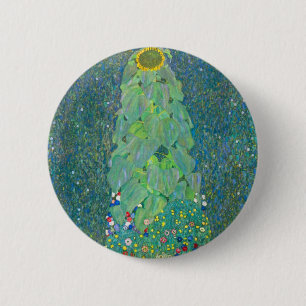 Sonnenblume von Klimt, Vintage Blumen Art Nouveau Button