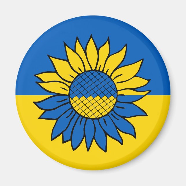 Sonnenblume vor der ukrainischen Flagge Magnet (Vorne)