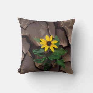 Sonnenblume wächst aus aufgesprungenem Schlamm Kissen