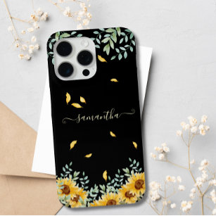 Sonnenblume Wasserfarbe Blumenzellenschrift Name Case-Mate iPhone Hülle