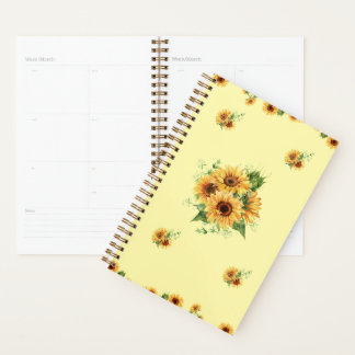 Sonnenblume Wasserfarbe – Florales Grafikdesign Planer