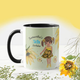Sonnenblume Wasserfarbe Fünfte Girl Geburtstag Tasse