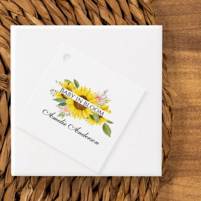 Sonnenblume Wasserfarbe Rosa Blumendusche Geschenkanhänger (Von Creator hochgeladen)