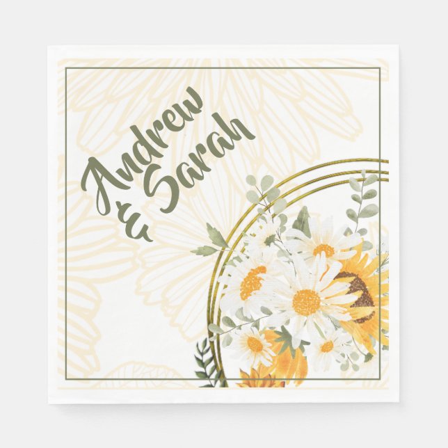 Sonnenblume Wasserfarben Serviette (Vorderseite)