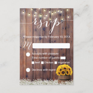 Sonnenblume Wein Barrel Rustic Wedding RSVP
