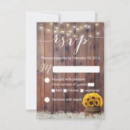 Sonnenblume Wein Barrel Rustic Wedding RSVP Karte