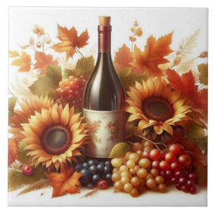 Sonnenblume & Weinernte Herbst Keramikfliese