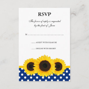 Sonnenblume-weiße und blaue Tupfen-Wartekarte RSVP Karte