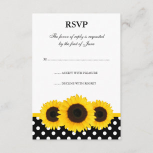 Sonnenblume-weiße und schwarze Tupfen-Wartekarte RSVP Karte