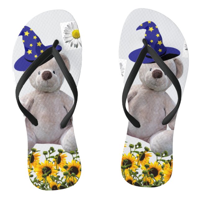 Sonnenblume Weißer Teddybär Flip Flops (Fußbett)