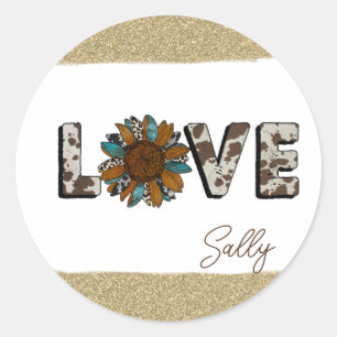Sonnenblume Western Liebe Boho Sommer Runder Aufkleber