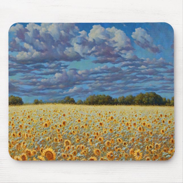 Sonnenblume Wiadow Whimsical Art Cloudy Sky Mousepad (Vorne)