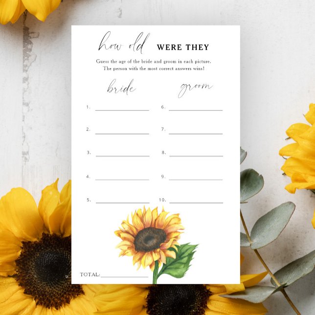 Sonnenblume - Wie alt waren sie Brautspiel (Von Creator hochgeladen)