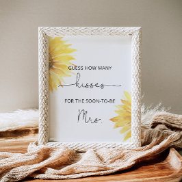 Sonnenblume wie viele Küsse Brautparty Spiel Poster