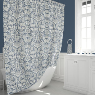 Sonnenblume William Morris Vintag Blue White Duschvorhang