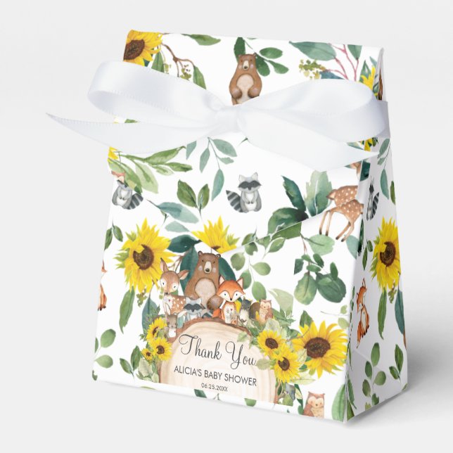 Sonnenblume Woodland Animals Kinderdusche Vielen D Geschenkschachtel (Vorderseite)