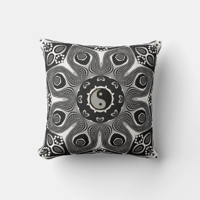 Sonnenblume YinYang Modern Tribal Art Cushi Kissen (Vorderseite)