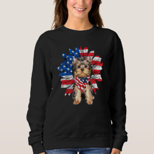 Sonnenblume Yorkshire Terrier Dog American Flag 4. Sweatshirt