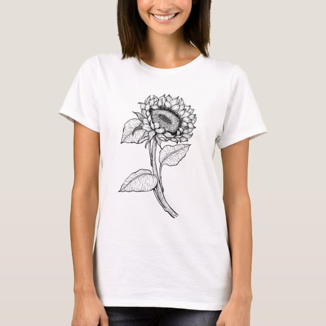 Sonnenblume zeichnend Hemd T-Shirt (Vorderseite)