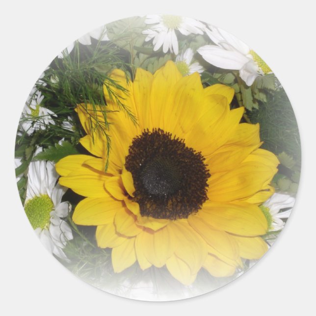 Sonnenblumeblumenstrauß Runder Aufkleber (Vorderseite)
