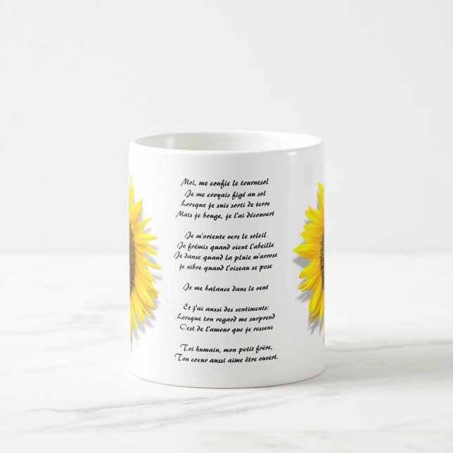 Sonnenblumegedicht, Herz innerhalb /Mug-Größe 11oz Kaffeetasse (Mittel)