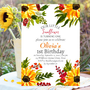 Sonnenblumen 1. GeburtstagsGirl Country Floral Einladung