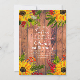 Sonnenblumen 1. GeburtstagsGirl Country Floral Einladung