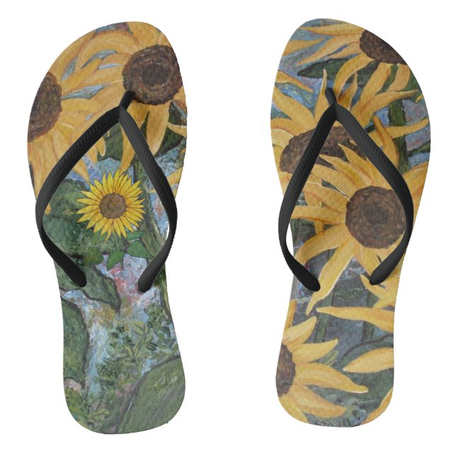 Sonnenblumen # 2 Dreh Flop Flip Flops (Fußbett)