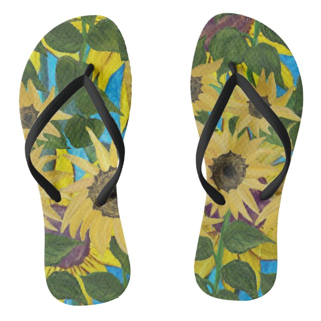 Sonnenblumen # 2 Dreh Flop Flip Flops (Fußbett)