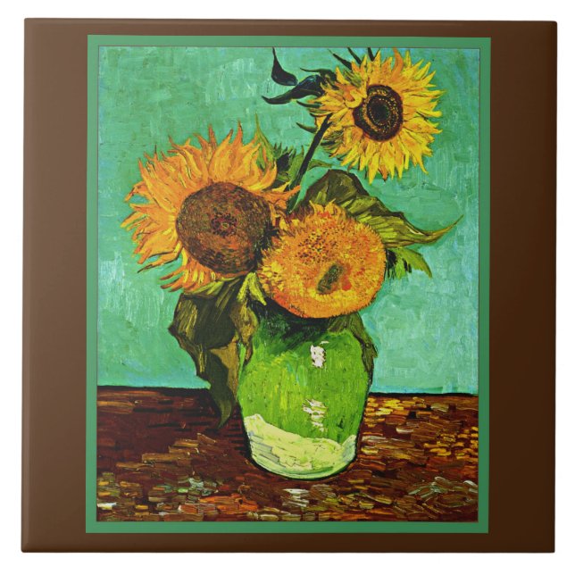 Sonnenblumen, 3 von Vincent van Gogh Fliese (Vorderseite)