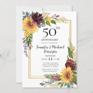 Sonnenblumen 50. Jubiläumseinladung Einladung