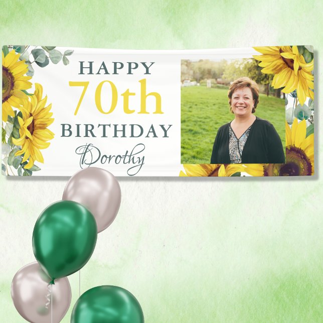 Sonnenblumen-70. Geburtstagsfeier-Foto Banner (Von Creator hochgeladen)