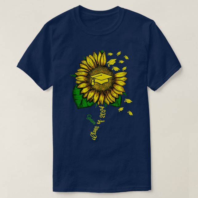 Sonnenblumen-Abschluss-Klasse 2024 Senior Graduate T-Shirt (Design vorne)