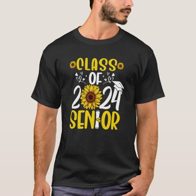 Sonnenblumen Abschluss Senior Class of 2024 24 Gra T-Shirt (Vorderseite)