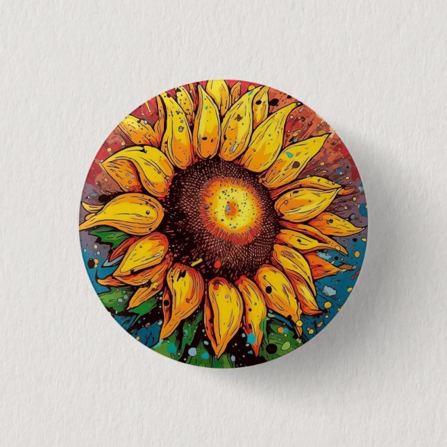 Sonnenblumen-Abzeichen, Stift, Knopf. farbenfroh Button (Vorderseite)