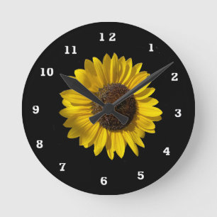 Sonnenblumen-Acryl-Wanduhr Runde Wanduhr