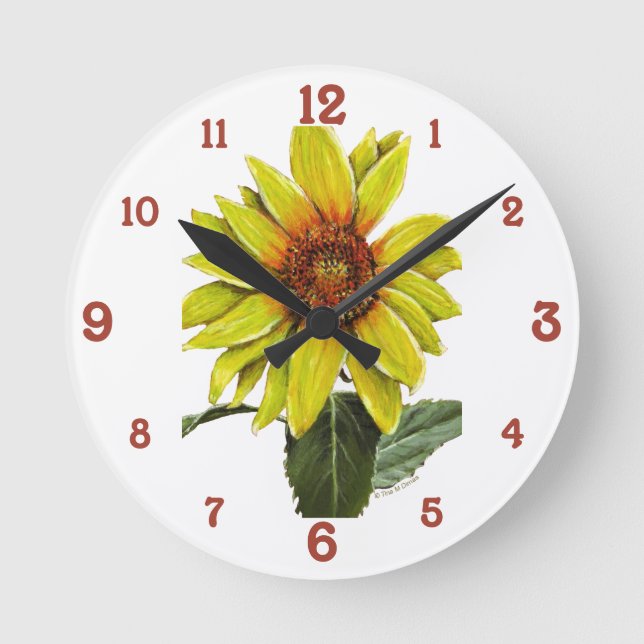 Sonnenblumen Akronylic Wall Clock Runde Wanduhr (Vorderseite)