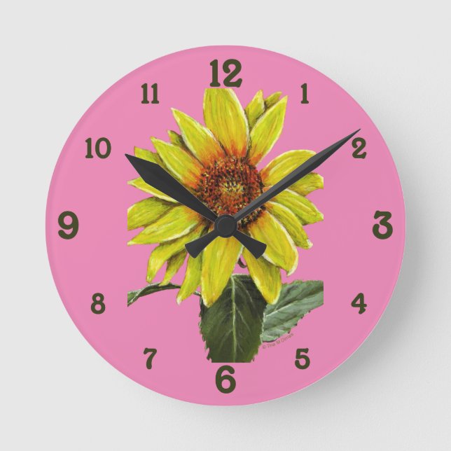 Sonnenblumen Akronylic Wall Clock Runde Wanduhr (Vorderseite)