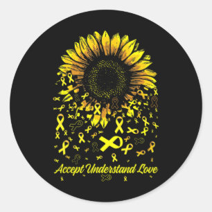 Sonnenblumen Akzeptieren Liebe Kinderkrebs Runder Aufkleber