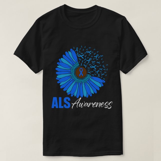 Sonnenblumen ALS Awareness Ribbon Unterstützer Kri T-Shirt (Design vorne)
