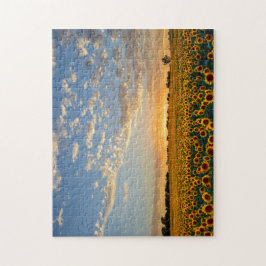 Sonnenblumen am Sonnenuntergang Puzzle