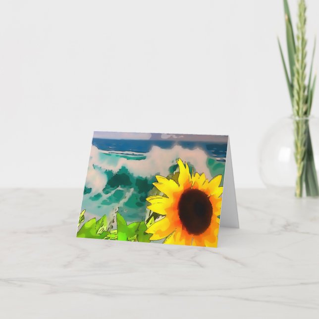 Sonnenblumen am Strand Karte (Vorderseite)