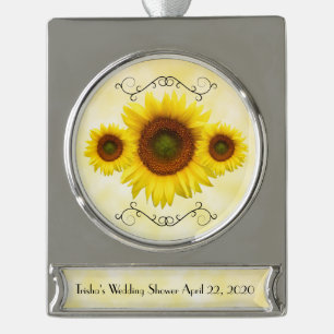 Sonnenblumen-Andenken-Ornament für Brautparty Banner-Ornament Silber