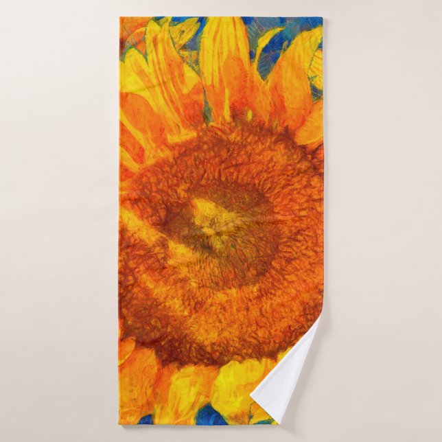 Sonnenblumen-Anordnung. Van Gogh-Imitation. Badehandtuch (Badehandtuch)