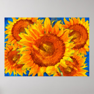Sonnenblumen-Anordnung. Van Gogh-Imitation. Poster