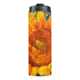 Sonnenblumen-Anordnung. Van Gogh-Imitation.  Thermosbecher