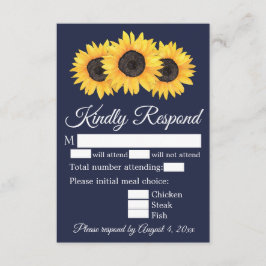 Sonnenblumen Antwortkarte Land Blau RSVP Karte