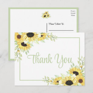 Sonnenblumen-Aquarell-Blumen-Hochzeit-Danke Postkarte
